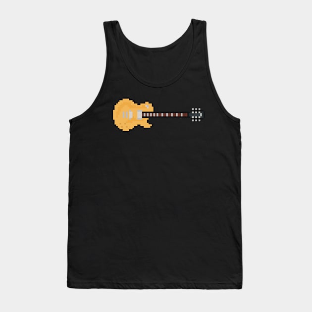 Pixel Light Golden Blackout Guitar Tank Top by gkillerb